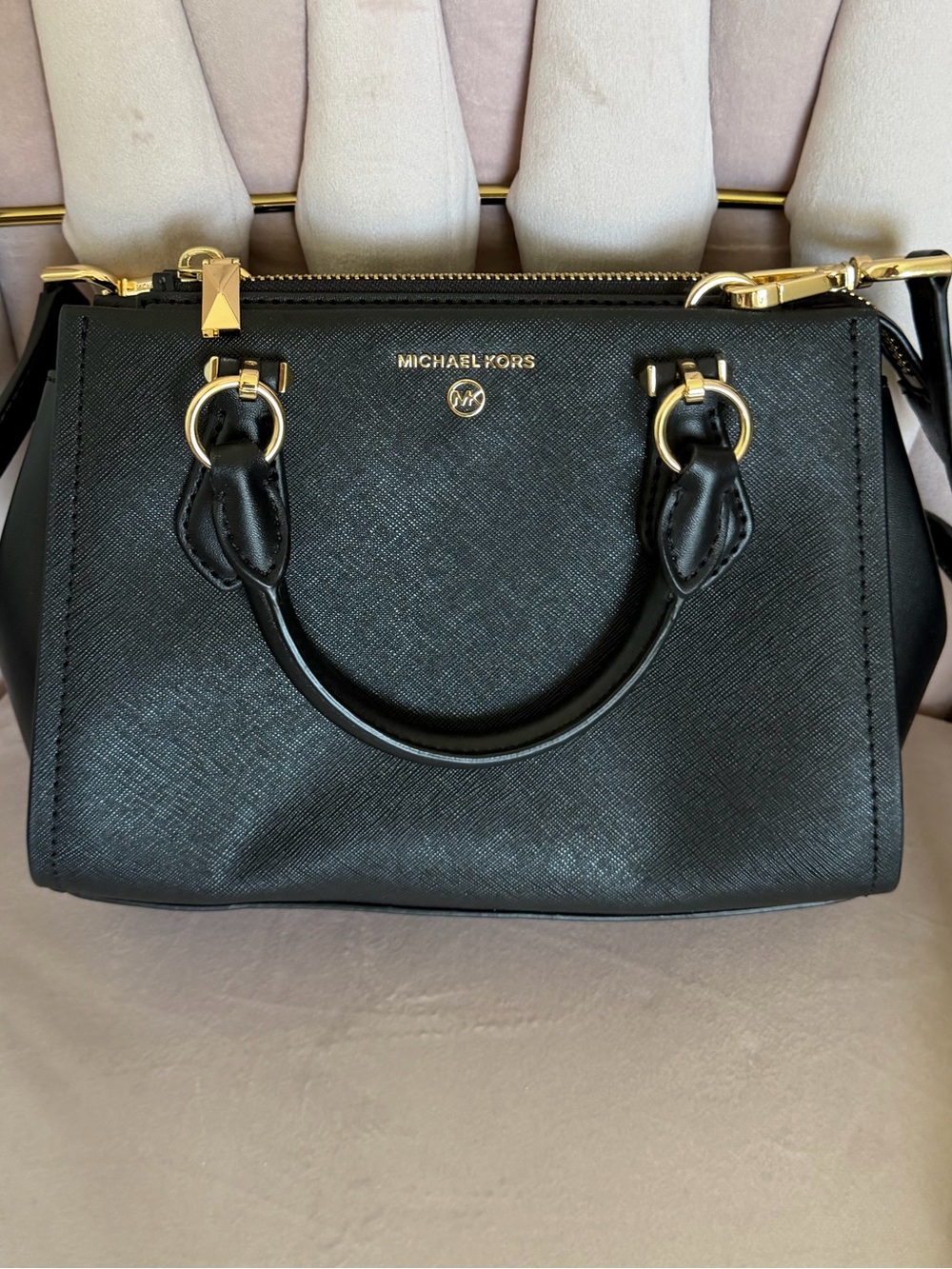 ⭐️FREE SHIPPING⭐️ MICHAEL KORS Marilyn Black Leather Satchel Crossbody